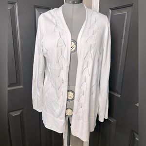 Croft & Barrow White Open Front Cardigan Sweater